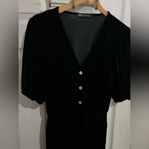 Zara Black Long Sleeve Dress with Button Detail